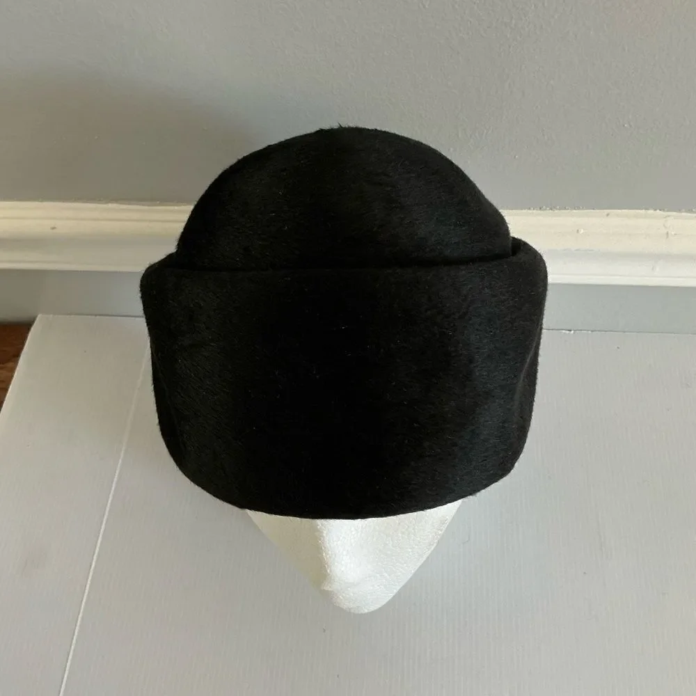 Vintage Trevi faux fur black hat size 22